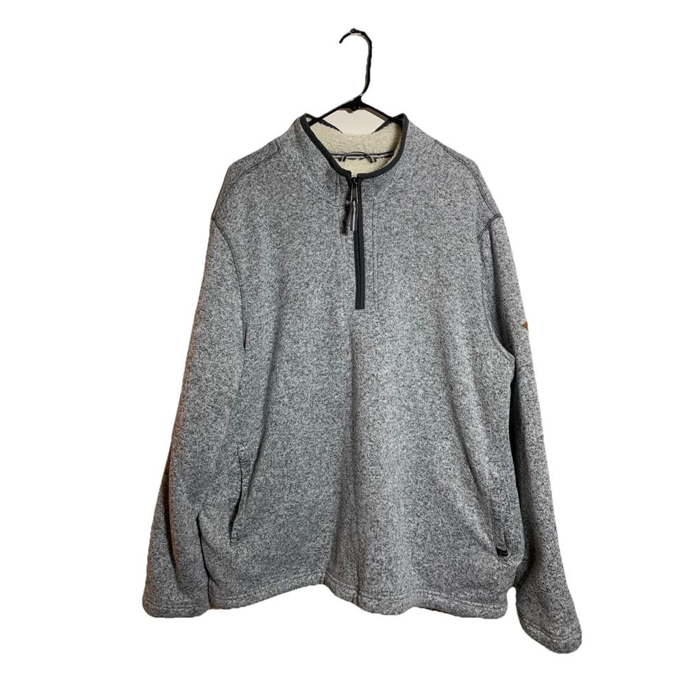 Orvis Quarter Zip Pullover XXL Sherpa Lined Gray Classic Fishing Hiking Gorp